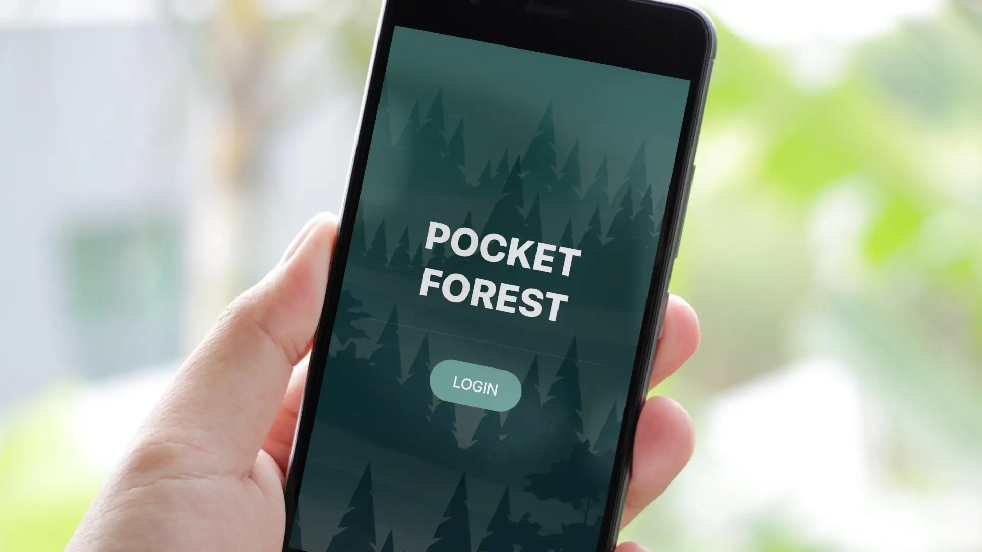 mobile phone showing the Pocket Forest App home screen